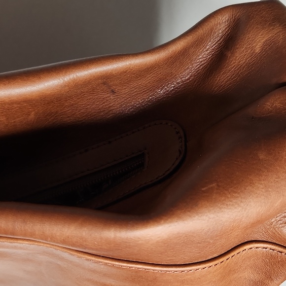 Tignanello tooled leather cognac color, large shoulder bag. Preloved sold as is - Picture 5 of 5